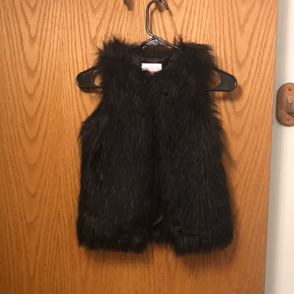 Faux fur vest, black, child 5/6